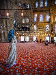 Scarf being worn in respect in Turkish Mosque